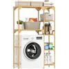 HOMCOM Mobile Lavatrice in Bambù a 7 Ripiani Reversibili, Mobile Sopra Lavatrice Salvaspazio con Spazio Regolabile, per Riporre e Organizzare, per Bagno Lavanderia, 100x40x157 cm, Color Legno