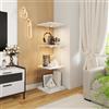 KSFASHZ 360° Girevole Vetrina Soggiorno con LED, Vetrinetta in Vetro 3 Ripiani, Vetrine in Vetro Vetrina Colonna Espositiva Colonna Vetrinetta Trasparente con LED per Collezionismo, 38x38x121 cm, Bianco