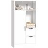 HOMCOM Mobile Bagno Slim, Mobiletto Bagno Salvaspazio con 2 Cassetti, Scomparti Aperti, Ripiani Regolabili, Armadietto da Terra per Sala da Pranzo, Salotto, Soggiorno, Cucina, 50x25x100 cm, Bianco