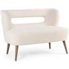 KONTE.DESIGN Divano CORTINA in tessuto bianco effetto lana e gambe in legno rubberwood