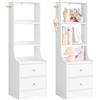 WOLTU 2x Comodino con 2 Cassetti, 3 Ripiani Portaoggetti, Tavolino Alto, Libreria Scaffale, 37x30x114 cm, Comodino Stretto Moderno per Camera da Letto Soggiorno Studio, Bianco, NTS18ws-2
