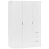 Arreditaly Armadio Guardaroba Vestiti 3 Ante Battenti 4 Ripiani E 3 Cassetti Con Barra Appendiabiti Salvaspazio Per Camera Da Letto Stanza Matrimoniale Design Moderno 200 x 52 x 135 Cm (Bianco)