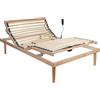 Comprarredo Rete ortopedica elettrica motorizzata in legno di faggio naturale con regolatori di portanza, due motori indipendenti, batteria di emergenza e telecomando, piazza e mezza 120x190