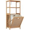 Vicco Mobiletto da bagno Novaro, Bambù, 48.3 x 114 cm | con cesto portabiancheria, con cesto della biancheria integrato per la raccolta della biancheria sporca