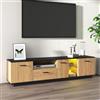 Generic Mobile TV con 3 ante 1 cassetto 2 scomparti aperti con vetro credenza con LED porta TV lunghezza 180 cm per soggiorno sala da pranzo mobile TV tavolo board nero + colore legno