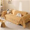 Highdi Telo Copridivano, Copri Divano in Ciniglia con Frange Decorative, Copridivani Stile Bohémien Copridivano AntiGraffio Gatto Protezione per Mobili e Divano (180x130cm,Giallo)