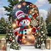 Highdi Natale Tessuto per Sfondo ad Arco, Sfondo ad Arco per Allestimenti in Tessuto Elastico per Tema di Natale, Festa di Decorare (Pupazzo di Neve,7.2FT-122x220cm)