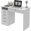 DecHome - Scrivania Moderna con 5 Cassetti e Scomparto Aperto con Serratura e 2 Chiavi 110x50x76 cm colore Bianco