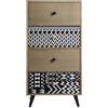 Rebecca Mobili Cassettiera Salvaspazio, Mobile con 4 Cassetti, Legno MDF Metallo, Nero Marrone Bianco, per Bagno Ingresso Salotto - Misure HxLxP: 78 x 40 x 30 cm - Art. RE6909