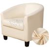 Highdi Copripoltrona 1 Posto Elasticizzato in Pelle Impermeabile Tinta Unita Chesterfield Fodere Copripoltrona da Cocktail con Coprisedile Antiscivolo Universale per Hotel Salotto (Beige)