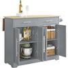 SoBuy Isola cucina con piano ribaltabile e ruote nascoste 115x68,7x91 cm | Carrello cucina con 2 cassetti, ripiani regolabili e portasciugamani, 98 kg, MDF/PB, per cucina e terrazza, FKW129-HG