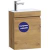 Kometmöbel Mobile Bagno Sospeso 40cm con Lavabo in Resina - Mobiletto Salvaspazio per Bagno di Servizio - Già Assemblato (Rovere 40cm, Con Rubinetto Cromo)