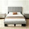 YIDATONG Letto Singolo 90x200 cm, Struttura Letto con Testiera Imbottita, 3 Livelli di Altezza Regolabili, Struttura in Metallo con Doghe in Legno, Silenzioso, Anti-oscillazione, Adatta a Qualsiasi Arredamento