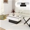 [en.casa] Tavolino da Caffè con Piano Rettangolare Scorrevole e 2 Scomparti Tavolo Basso Centrale da Salotto a 2 Vani Portaoggetti Chiusi 80 x 60 x 36 cm per Soggiorno - Bianco/Nero