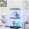 KSFASHZ 360° Girevole Vetrina Soggiorno con LED, Vetrinetta in Vetro 2 Ripiani, Vetrine in Vetro Vetrina Colonna Espositiva Colonna Vetrinetta Trasparente con LED per Collezionismo, 38x38x82 cm, Nero