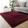 Highdi Tappeto Salotto Moderno Colore Solido Avanzato Tappeto Shaggy a Pelo Lungo Tappeto Camera da Letto Soffice Antiscivolo Lavabile Tappeti Moderni per Soggiorno (140x200cm,Rosso Vino)