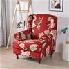 Highdi Copripoltrona con Orecchie Elasticizzato 2 Pezzi Copripoltrona 1 Posto Spandex Fodere per Poltrone a Orecchioni con Fodera per Cuscino per Soggiorno Camera da Letto (Rosso di Lusso)