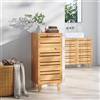 [en.casa] Mobiletto da Terra con Anta Armadietto Salvaspazio da Bagno 2 Scomparti Chiusi Cassetto Ripiano 75x33x30 cm per Lavanderia Ingresso Cucina - Bambù Naturale