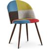 Iconik Interior Patchwork Style - Sedia da pranzo rivestita in Patchwork, stile scandinavo, Simona, multicolore