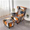 Highdi 2-Pezzi Copripoltrona con Orecchie Elasticizzato e Copri Pouf Marmo Copridivano da 1 Posto con Fodera per Cuscino Lavabile per Strandmon Bar Soggiorno Camera da Letto (Arancione)