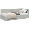 vidaXL Cornice del Letto ad Angolo Grigio Chiaro 90 cm x 190 cm, Divano Letto Moderno, Angolare in Velluto Salvaspazio, Daybed Multifunzionale per Piccoli Spazi
