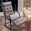 WIGSELBL Lazy Chair Poltrona moderna per il tempo libero divano poltrona con tasca laterale, in tessuto di lino, sedia da lettura reclinabile con schienale regolabile a 10 angoli (colore: grigio)