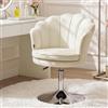 Ckaff Poltrona Camera da Letto, Poltrona da Trucco Girevole Regolabile in Altezza, Poltrona da Salotto in Velluto, Poltroncina Imbottita Salone Parrucchiera per Soggiorno Camera da Letto, Beige