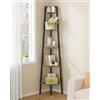 Hoctieon Scaffale d'Angolo Rustico Industriale 5 Livelli, Libreria a Scala per Soggiorno, Cucina, Ufficio Domestico, Balcone, Spazi Piccoli, Struttura in Metallo,Grigio scuro