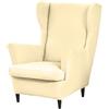 Highdi 2 Pezzi Copripoltrona con Orecchie Elasticizzato, Tinta Unita Copridivano da 1 Posto con Fodera per Cuscino, Lavabile per Reception Bar Soggiorno Camera da Letto (Beige)