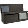 Relaxdays Panca Pieghevole con Schienale, Coperchio, Contenitore, Imbottita, Lino, Marrone, HxLxP: 73 x 114 x 38 cm