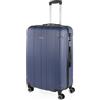 ITACA - Valigia 23Kg da stiva capiente Valigia rigida XL con ruote silenziose Trolley Grande Rigido leggero ideale per viaggi lunghi con Lucchetto a combinazione, Cowboy blu