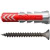 fischer DuoPower 6 x 30 S con viti zincate nere dal design industriale, tasselli universali 2K per calcestruzzo, pietra piena, pietra forata e cartongesso, 50 tasselli + 50 viti