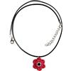 Handmade Generico Collana con Anemone Rosso Stilizzato all'Uncinetto, Piccolo Ciondolo Floreale, Gioiello Minimalista, Collana Fatta a Mano