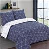 VISION Hugo Blu Navy - 100% cotone - Set Copripiumoni matrimoniale reversibile 200 x 200cm con 2 federe 65 x 65cm per letto matrimoniale - Tessuto morbido e confortevole - Certificato Oeko-Tex