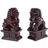 lachineuse - Statuette Leoni Cinesi Rossi - 2 Figure Cani Fu - 10,5 x 6 x 4 cm - Decorazione cinese asiatica - Decorazione Feng Shui per casa, ufficio, interni - Idea regalo Cina Asia