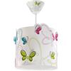 Dalber Lampada a sospensione per bambini Dalber Butterfly, Farfalle, multicolore, 62142M, E27, lampade per bambini e ragazzi.