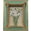 WINPLUS+ Cornice portafoto vintage, 6,3 x 8,9 cm, lussuosa cornice portafoto verde antico con decorazione floreale dorata in rilievo, decorazione in stile retrò, da parete e da tavolo, galleria d'arte