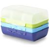 Emsa 517053 - Contenitori per alimenti Variabolo per bambini, 4 pezzi, 16 x 11 x 4 cm, apribili su entrambi i lati, impilabili insieme per risparmiare spazio, blu/verde