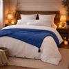 HOME LINGE PASSION Copriletto trapuntato, runner da letto, 100% garza di cotone, 90 x 200 cm, colore: blu