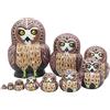 Winterworm 1 Set 10 Pezzi Cute Owl Animal Theme Fatto a Mano in Legno Stacking Nativity Nesting Matrioska Kids Toy Gift