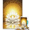 JIANGENNF Puzzle per ragazzi da 1000 pezzi con fiore di loto bianco in luce dorata giocattolo educativo per divertimento in famiglia compleanno e Natale 38x52cm