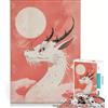 JIANGENNF Puzzle da 1000 pezzi Drago Luna Bianca gioco interattivo allena la mente e la manualità compleanno e Natale 38x26cm