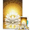 JIANGENNF Puzzle da 1000 pezzi con fiore di loto bianco in luce dorata gioco interattivo allena la mente e la manualità compleanno e Natale 50x75cm