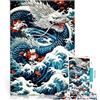 LKSDCBOT Puzzle da 1000 pezzi per adulti Onda del drago giapponese Giochi educativi Decorazione della casa Decorazioni e regali unici per la casa 75x50cm