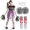 Spooktacular Creations Girls Smart Scary Bloody Cheerlead Costume, costume di cheerleader zombi nero per il vestito di Halloween