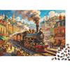DAFUfbw City Steam Train Puzzle 1000 Pezzi Riciclato Paper Colorful Town Puzzles per Adulti Fun And Stimolante Family Game Holiday Blessings Gift for Men 52x38cm/1000pcs