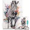 JIANGENNF Puzzle da 1000 pezzi con zebra e acquerello astratto giocattolo decorativo da parete stimolante da completare per rafforzare l'amore tra le coppie 38x52cm