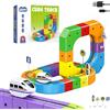 Purova Magic Rail Block Train, Set di Treno Elettrico Klickrail, Gioco Costruttivo con Binari per Treno, Sistema di Montaggio 3D e Vagoni a Motore (Set da 51 Pezzi + 1 Locomotiva)