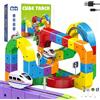 Purova Magic Rail Block Train, Set di Treno Elettrico Klickrail, Gioco Costruttivo con Binari per Treno, Sistema di Montaggio 3D e Vagoni a Motore (Set da 81 Pezzi + 1 Locomotiva)