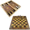PrimoLiving Set Backgammon e Scacchi in legno - 40x40 cm - con scacchiera e backgammon